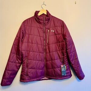 NWT | Size XL Under Armour Maroon and Peach Quilted Puffer Jacket
